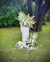 Load image into Gallery viewer, Flower arrangement for wedding ceremony on top of Plinth.Perth wedding at Old Youngs