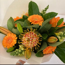 Load image into Gallery viewer, Bouquet of flowers with orange and green elements