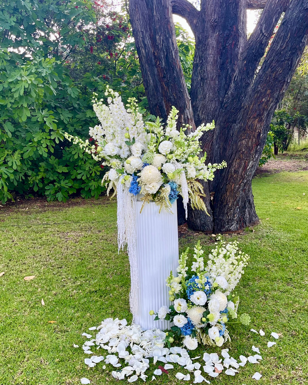 Wedding Plinth and floor flower arrangements in Perth