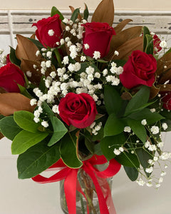 Red roses in a vase delivered in Perth for Valentine’s Day