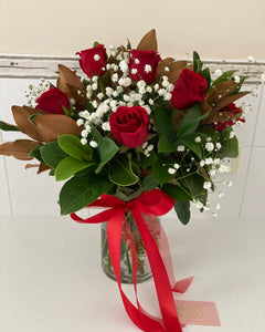 Red roses in a vase delivered in Perth for Valentine’s Day