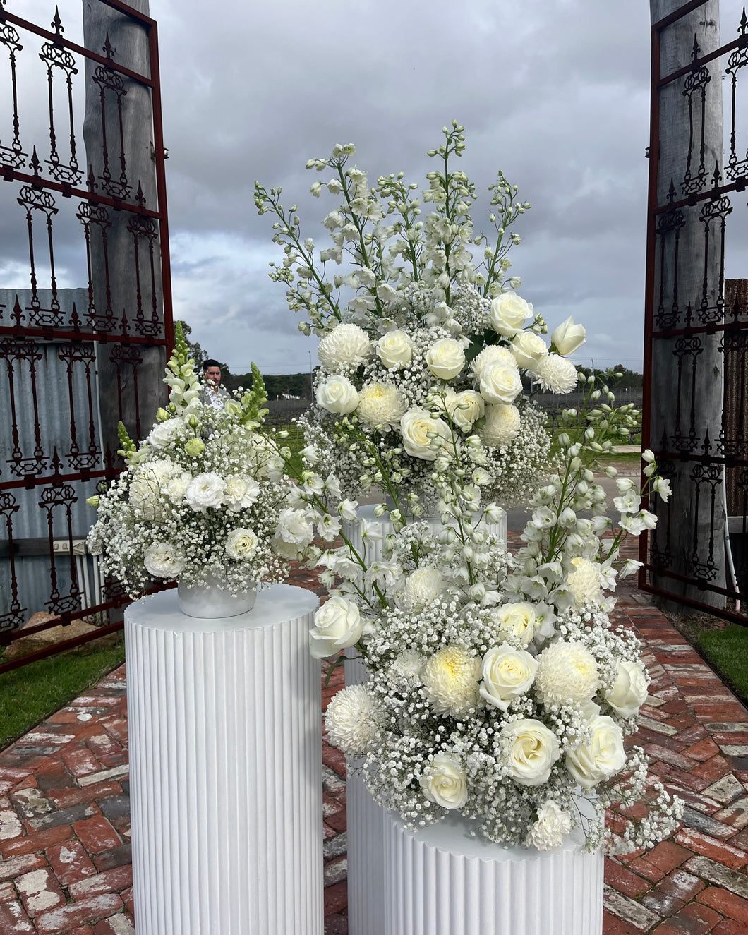 Perth Plinth flower arrangement.Varying in sizes , Plinth Flowers for Wedding Ceremony ,event styling in your colour scheme of choice .